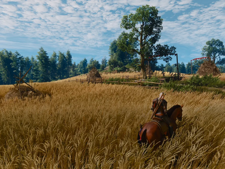 A mounted pursuit across open country in an official Remastered screenshot